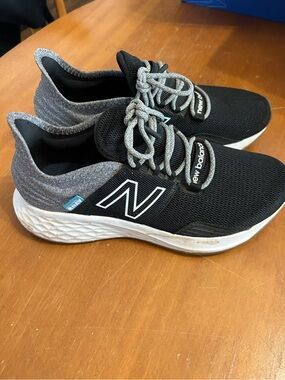 New Balance Black & Gray Knit Slip-On Athletic Sneakers
